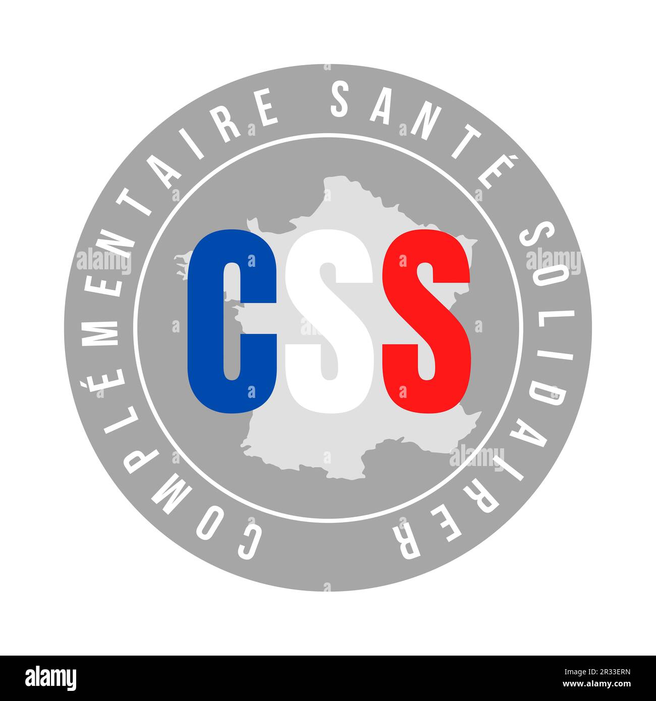 Solidaritätskomplementärversicherung Symbol CSS in französischer Sprache Stockfoto
