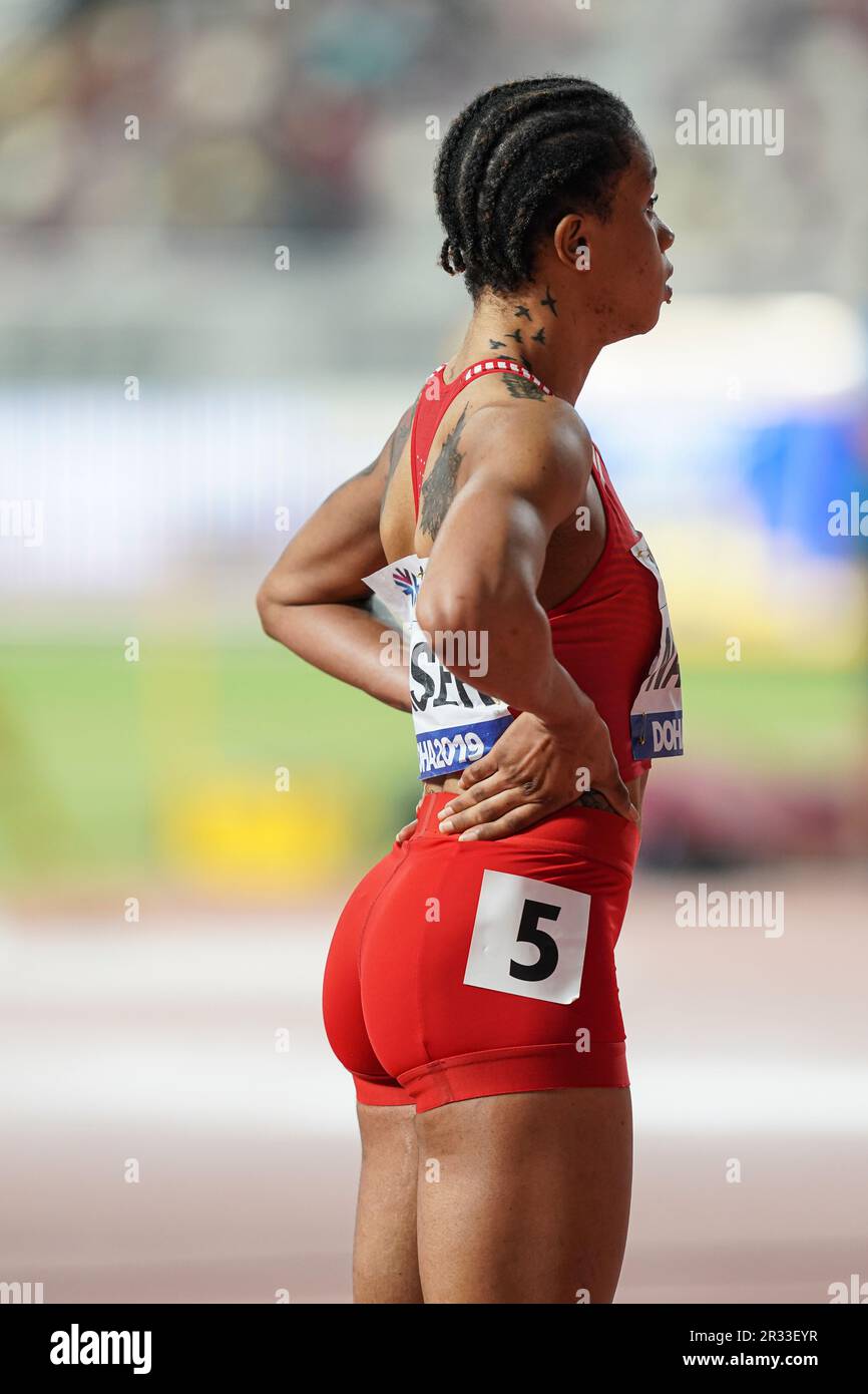 Salwa Eid Naser gewann die 400m bei der Leichtathletik-Weltmeisterschaft 2019 in Doha. Stockfoto