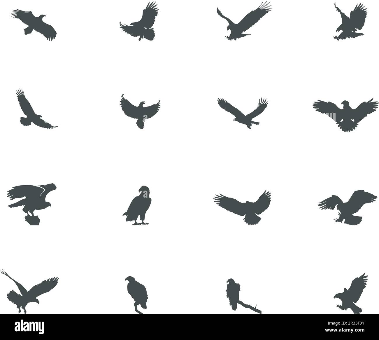 Silhouette „Adler“, Silhouette „Weißkopfadler“, Silhouette „Flying Eagle“, Vektordarstellung „Adler“ Stock Vektor