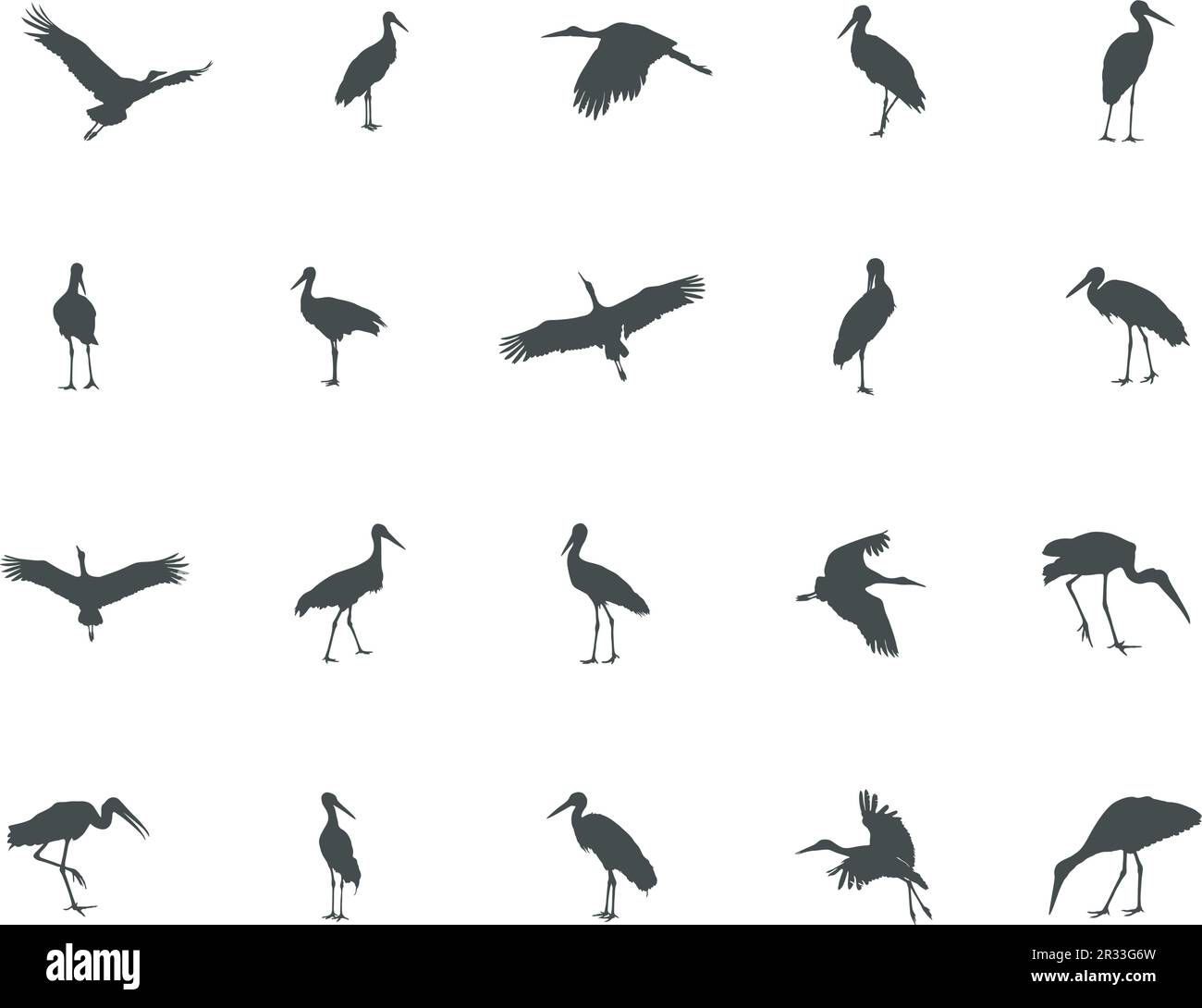 StorchSilhouette, StorchVektorSilhouette, Fliegender Storch