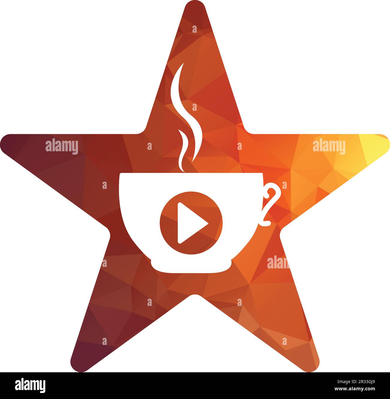 Designvorlage für das Kaffee-Media-Logo. Logo für Kaffee und Spiel. Stock Vektor