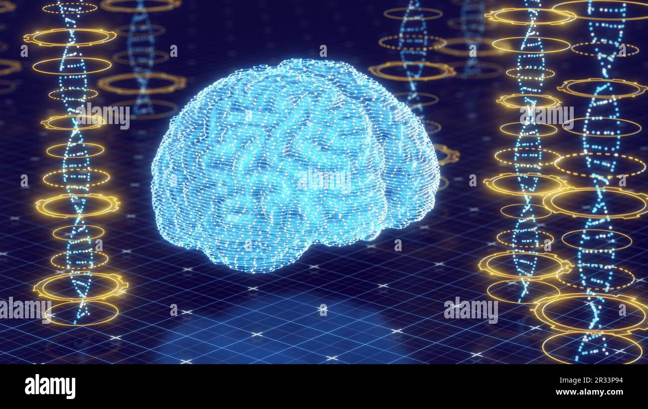 Einsatz von Deep-Learning-Algorithmen für die Analyse von neuronalen Netzwerkdaten. Konzept der künstlichen Intelligenz Stockfoto