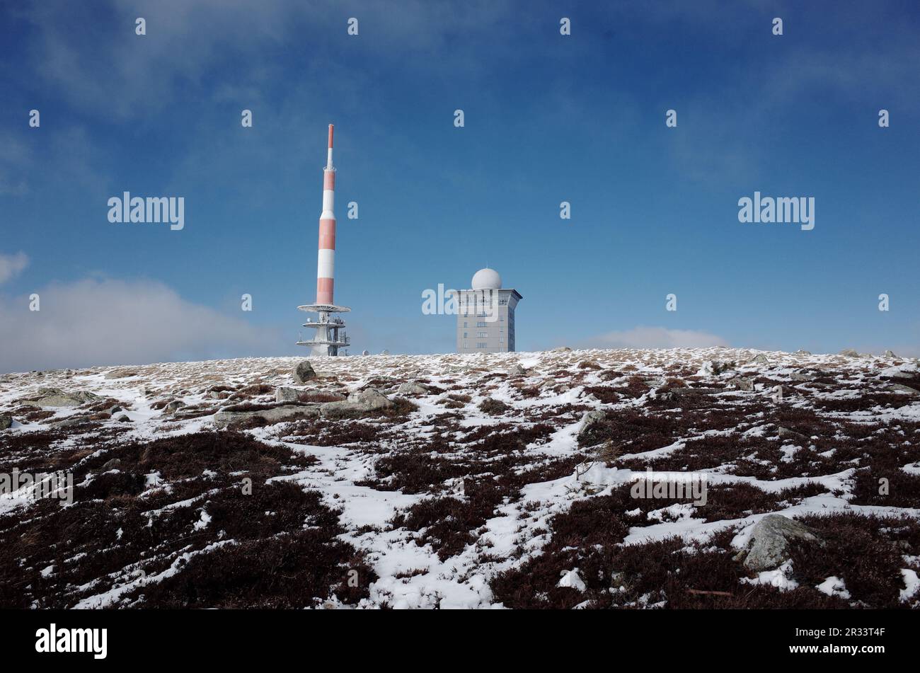 Beobachtungszentrum auf dem Gipfel des Berges Brocken Stockfoto