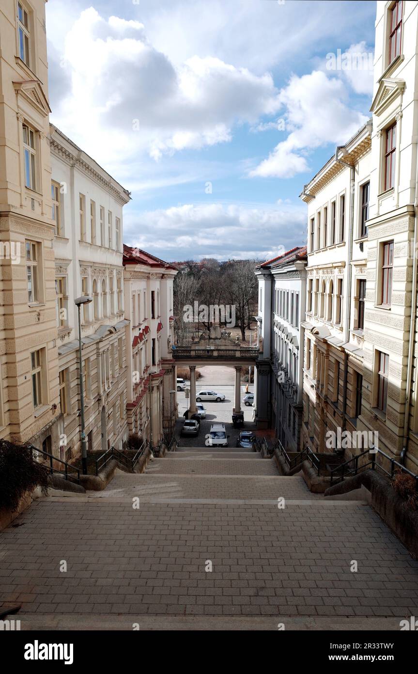 Treppen in einer A-Straße in brünn, tschechische republik Stockfoto