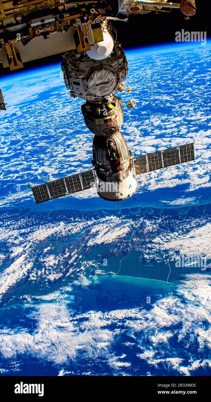 Die Internationale Raumstation. Digitale Optimierung. Elemente der NASA Stockfoto