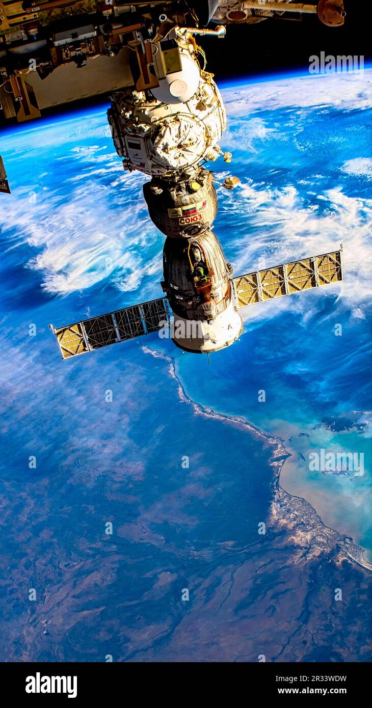 Die Internationale Raumstation. Digitale Optimierung. Elemente der NASA Stockfoto