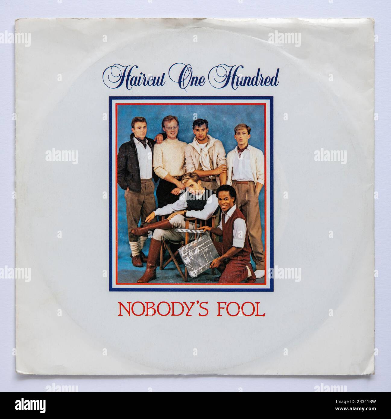 Bildcover der Sieben-Inch-Single-Version von Nobody's Fool von Haircut One Hundred, die 1982 veröffentlicht wurde Stockfoto