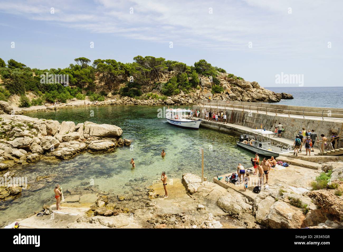 Puerto de Es Lledó. Parque Natural de Sa Dragonera. Isla Dragonera. Sierra de Tramuntana. Mallorca. Islas Baleares. Spanien. Stockfoto