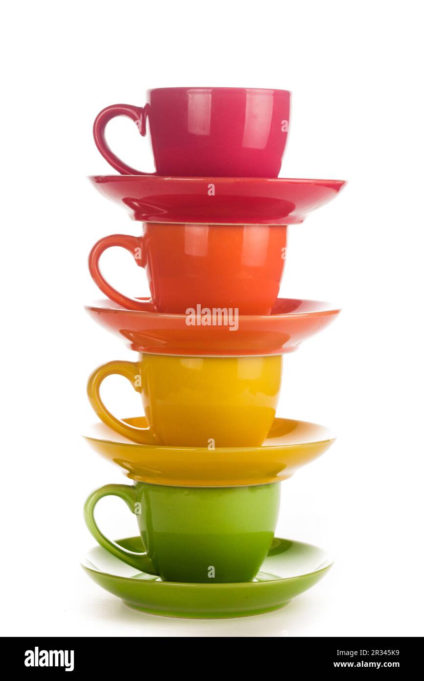 Bunte Regenbogenbecher Stockfoto