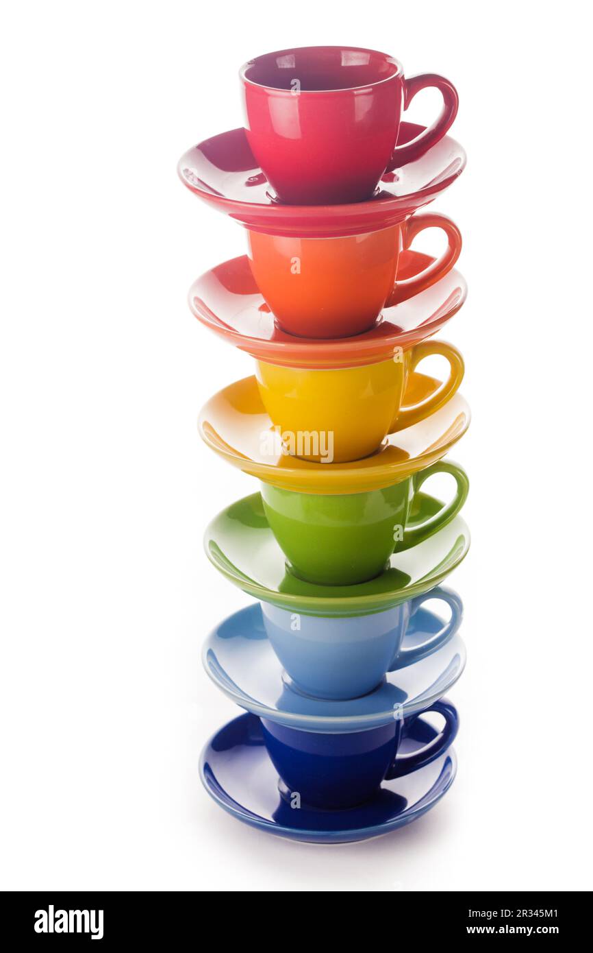 Bunte Regenbogenbecher Stockfoto