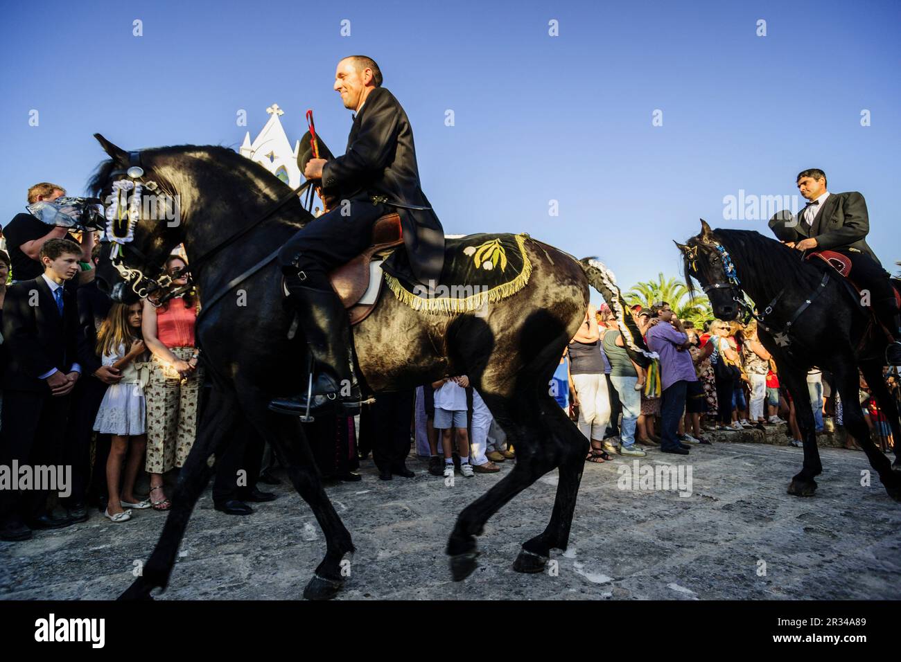 Misa vespertina - Vespres-, Ermita de Sant Joan Gran. Fiestas de Sant Joan. Ciutadella. Menorca, Islas Baleares, españa. Stockfoto