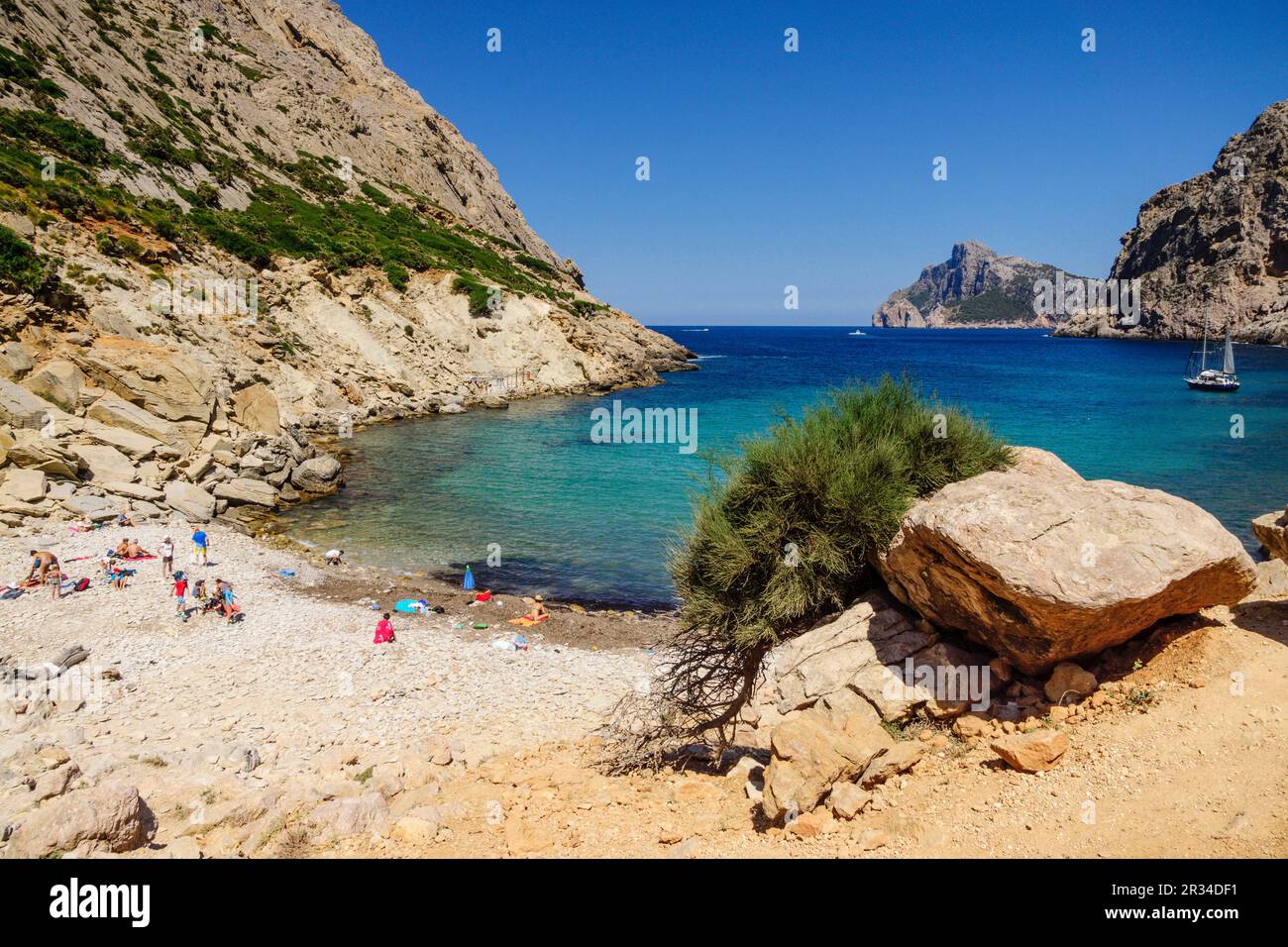 Playa de Cala Boquer, Peninsula de Formentor, Pollença. Parque Natural de la Sierra de Tramuntana. Mallorca. Islas Baleares. Spanien. Stockfoto