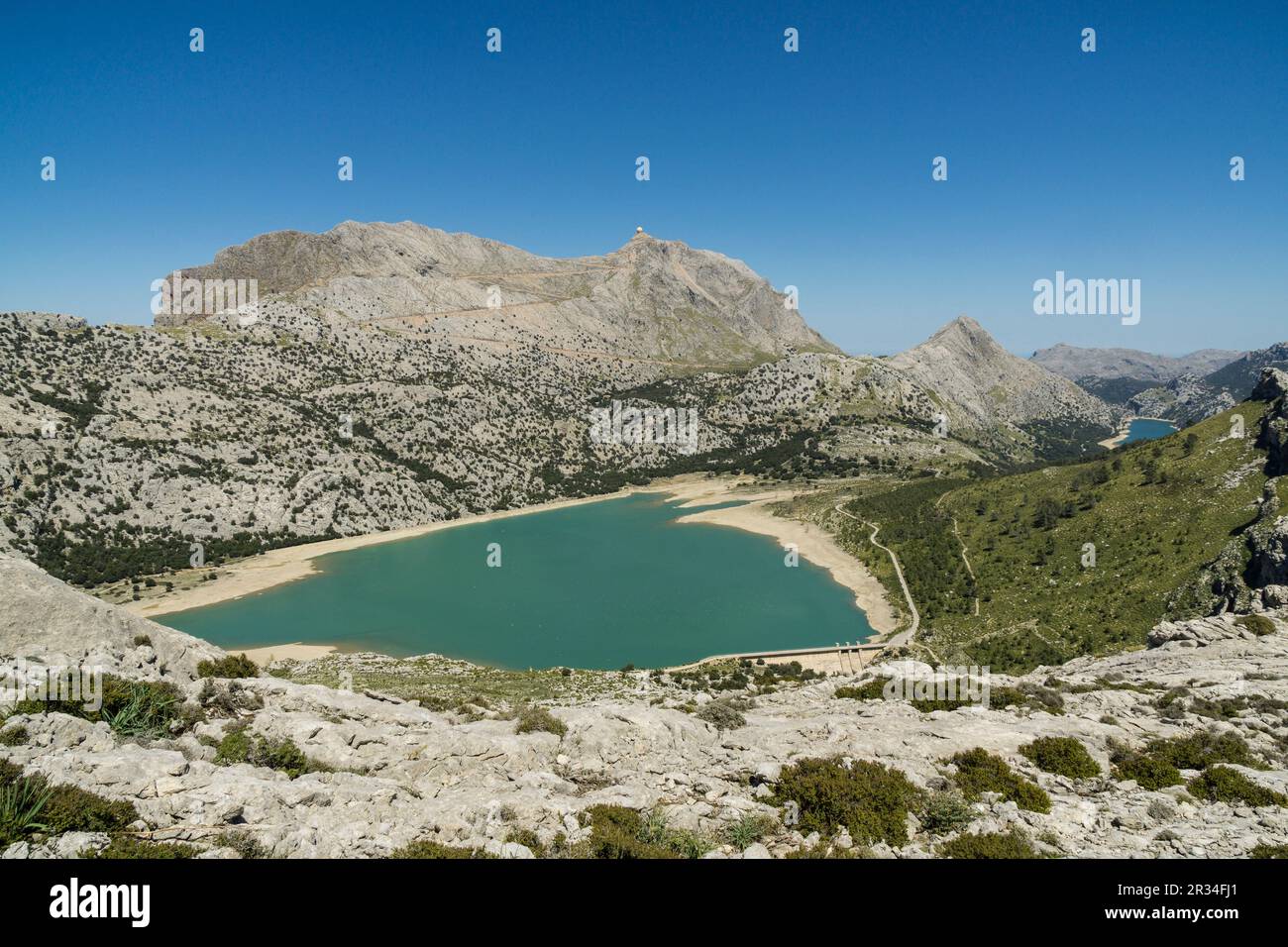 Cuber und Gorg Blau, künstliche Wasserspeicher an den Hängen des Puig Major, Escorca, Naturpark der Sierra de Tramuntana, Mallorca, Balearen, Spanien, Europa. Stockfoto