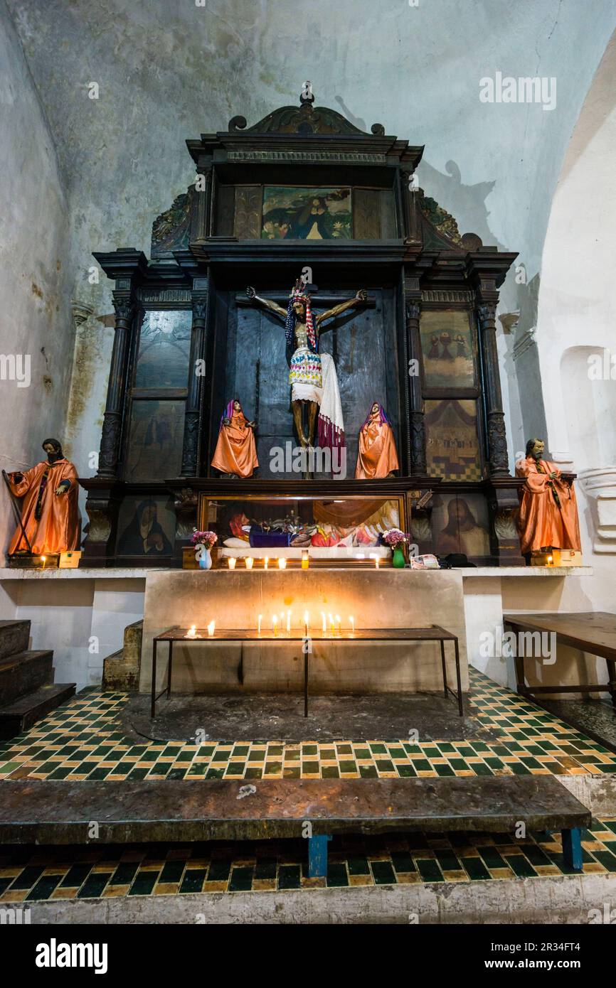 Iglesia de Santiago Apóstol, 1547, Santiago Atitlan, Departamento de Sololá, Guatemala, Mittelamerika. Stockfoto