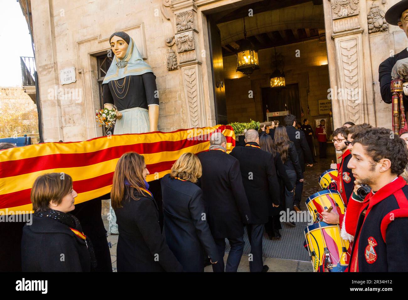 Ehrengarde, Festa De L'Estandart, ein bürgerliches und religiöses Festival in der christlichen Eroberung der Stadt, wird von König Jaume I. am 31. Dezember 1229 geehrt. Palma, Mallorca, Balearen, Spanien, Europa. Stockfoto