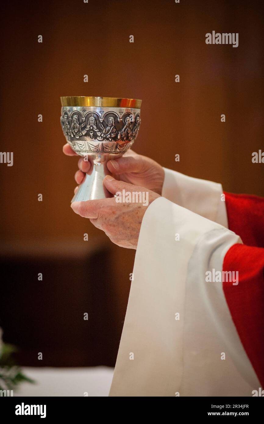 Sacramento De La Eucaristia, Santuario de Cura, Algaida, Mallorca, Balearen, Spanien, Europa. Stockfoto
