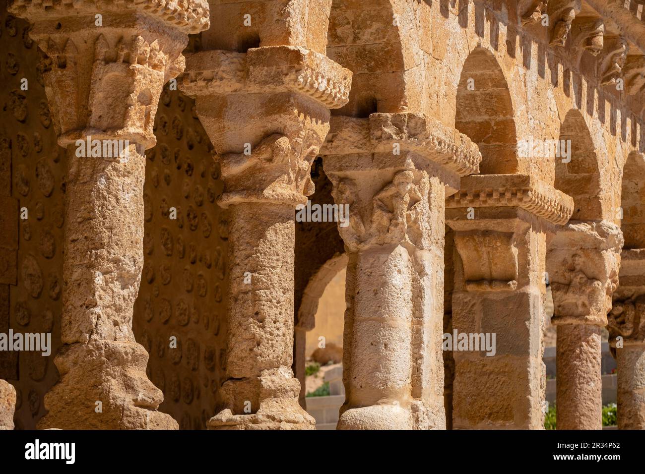 Iglesia de San Miguel, 1081, San Esteban de Gormaz, Soria, Comunidad Autónoma de Castilla, Spanien, Europa. Stockfoto