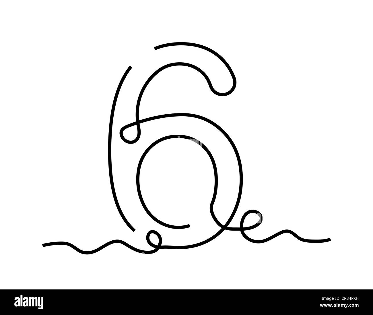 Lineares Nummer-6-Konzept Stock Vektor