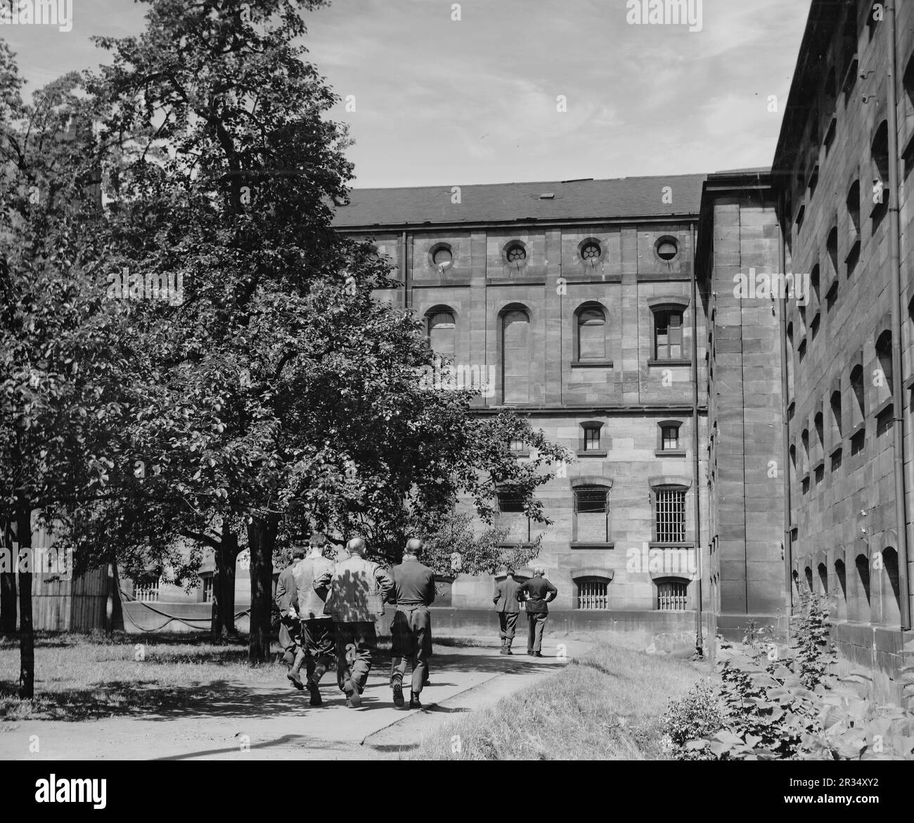 Das Gefängnis des Nürnberger Gerichtsgebäudes, in dem 1945 während der berühmten Nürnberger Gerichtsverfahren die Nazi-Kriegsverbrecher inhaftiert wurden. Stockfoto