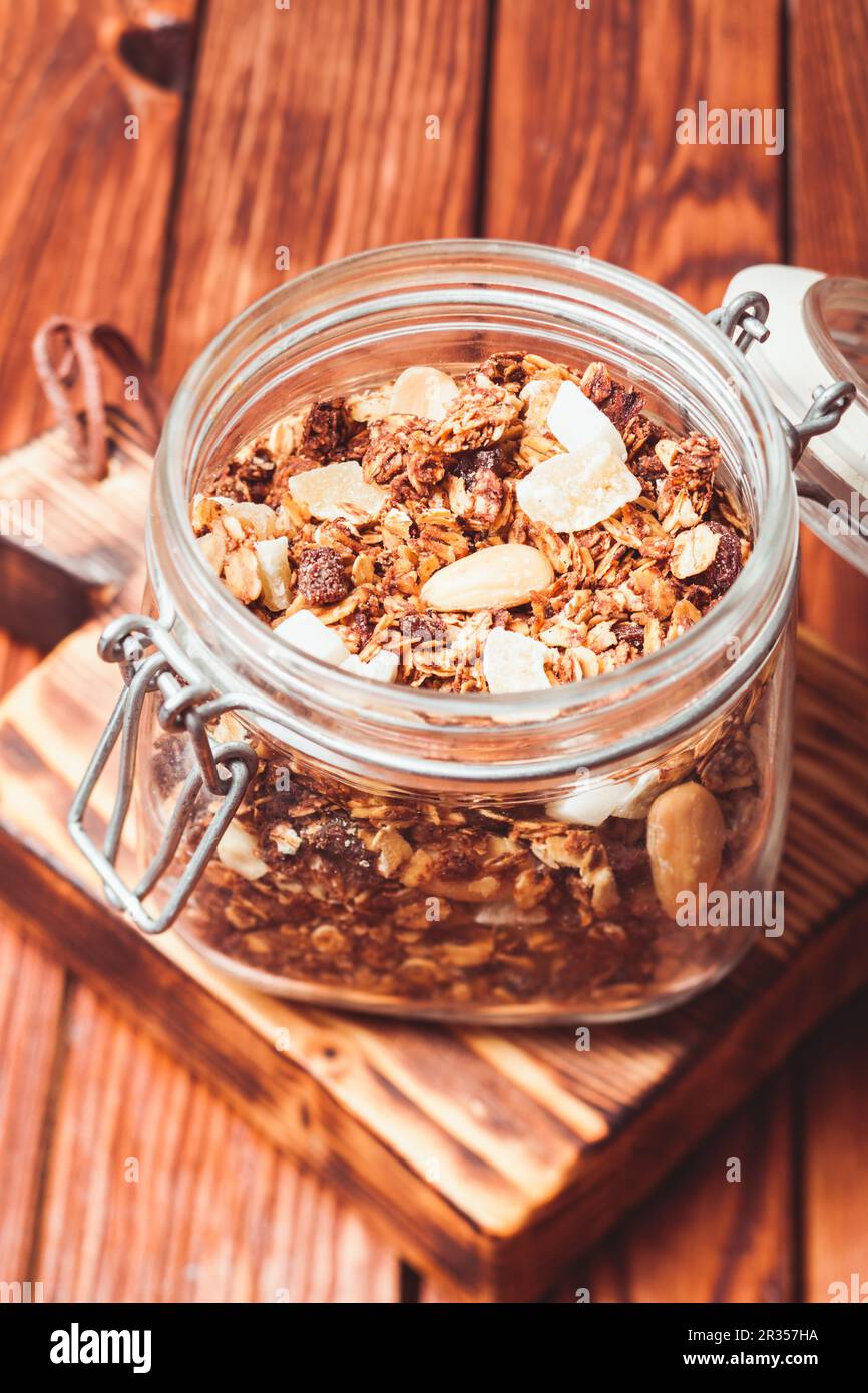 Müsli in Glas Stockfoto