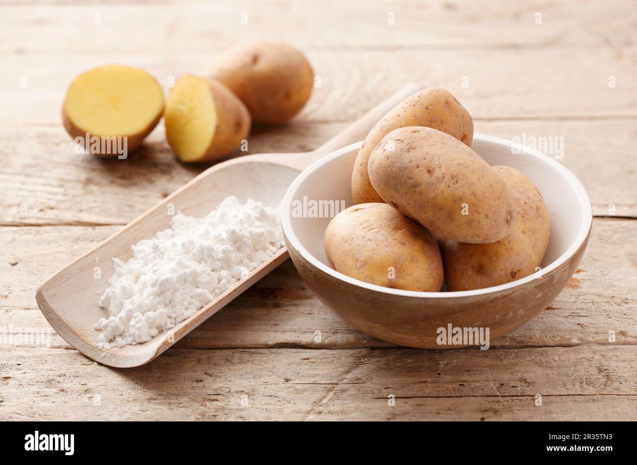 Kartoffeln und Kartoffelstärke Stockfoto