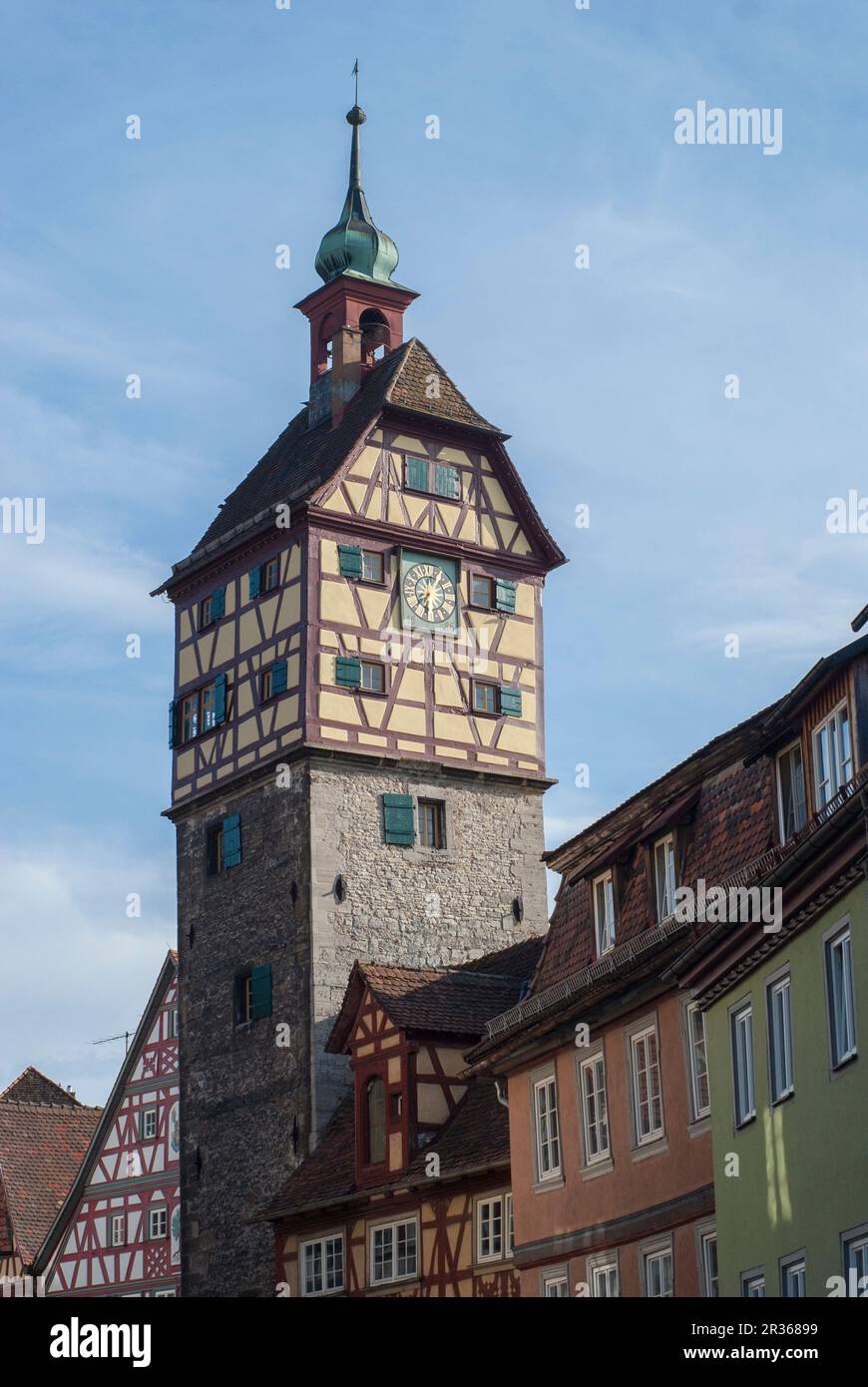 Josenturm - historischer Turm in der Schwaebischen Halle, Baden-Württemberg, Deutschland Stockfoto
