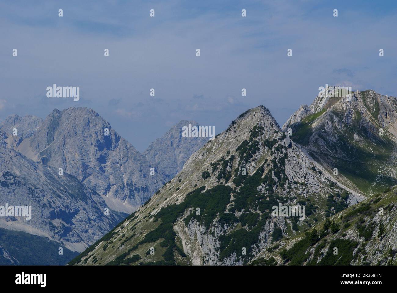 Panoramablick vom Berggipfel Predigtstein, Tirol, Österreich Stockfoto