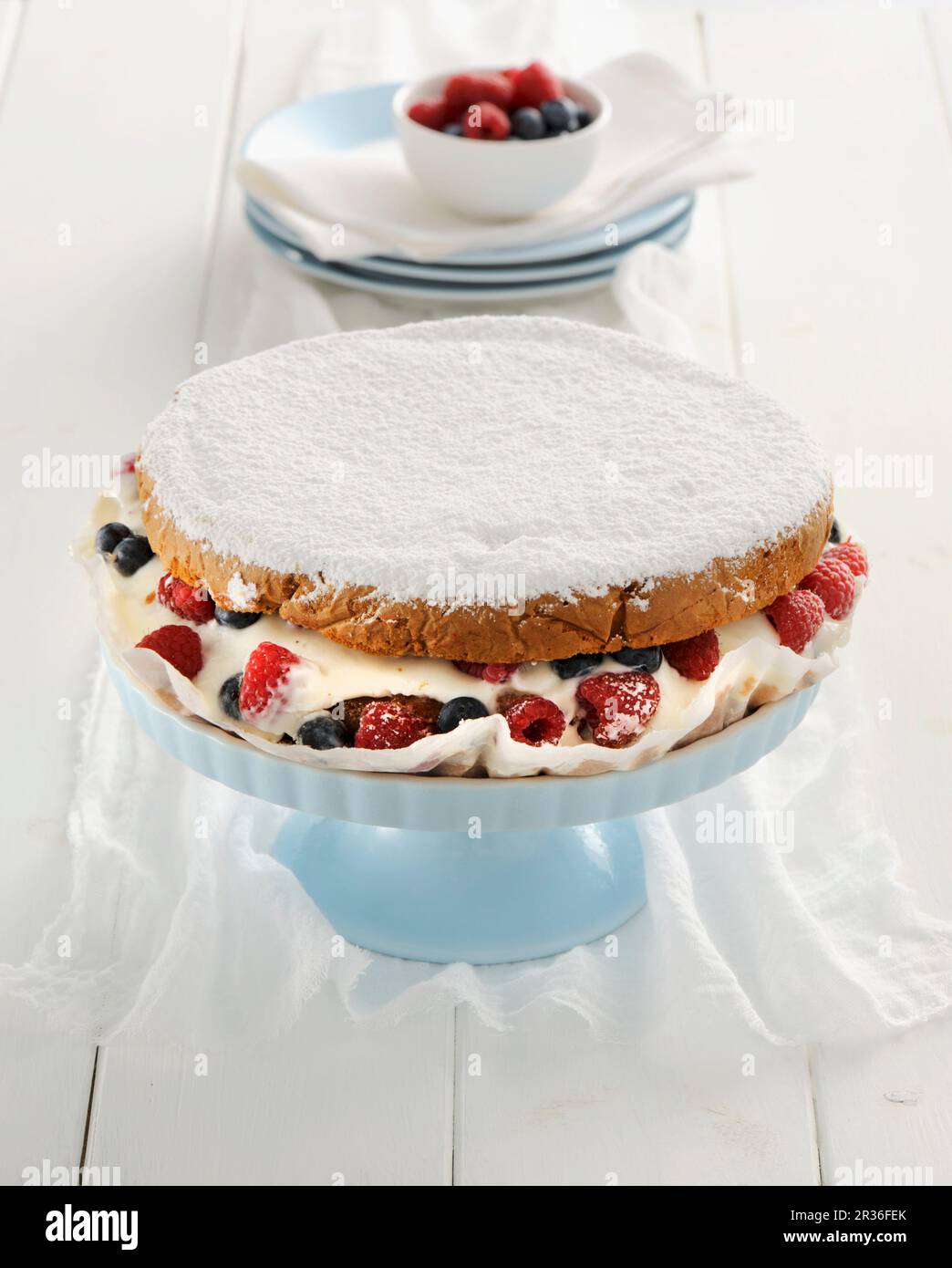 Gefrorener Joghurtkuchen mit Beeren Stockfoto