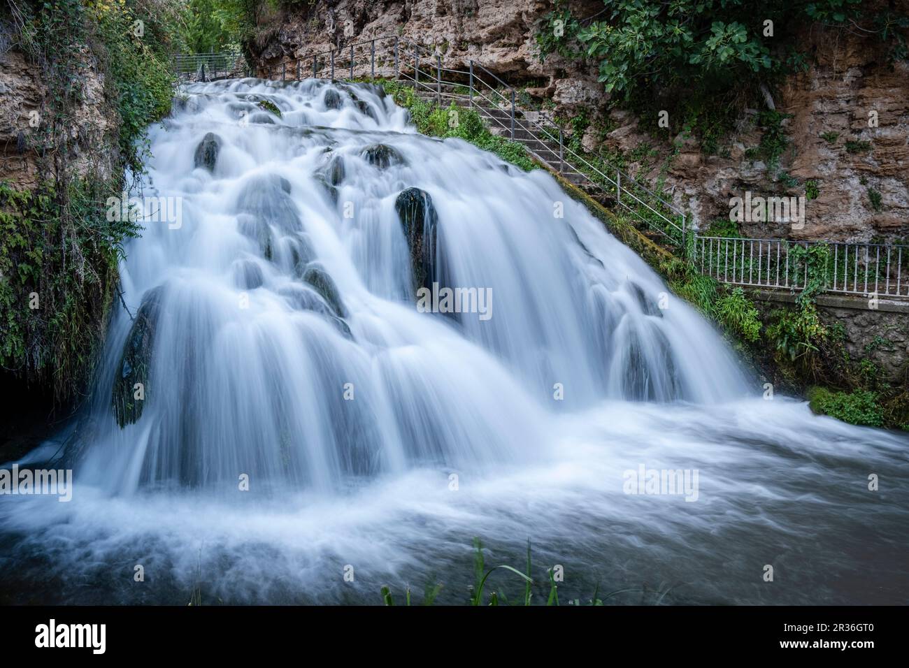 Trillo Wasserfall, La Alcarria, Guadalajara, Spanien. Stockfoto