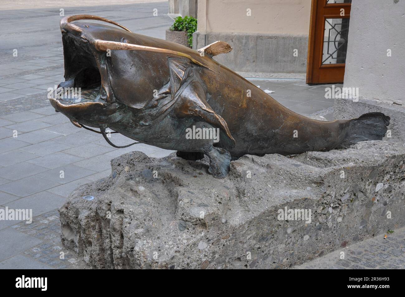 Catfish-Statue vor dem Jagdmuseum in München Stockfoto