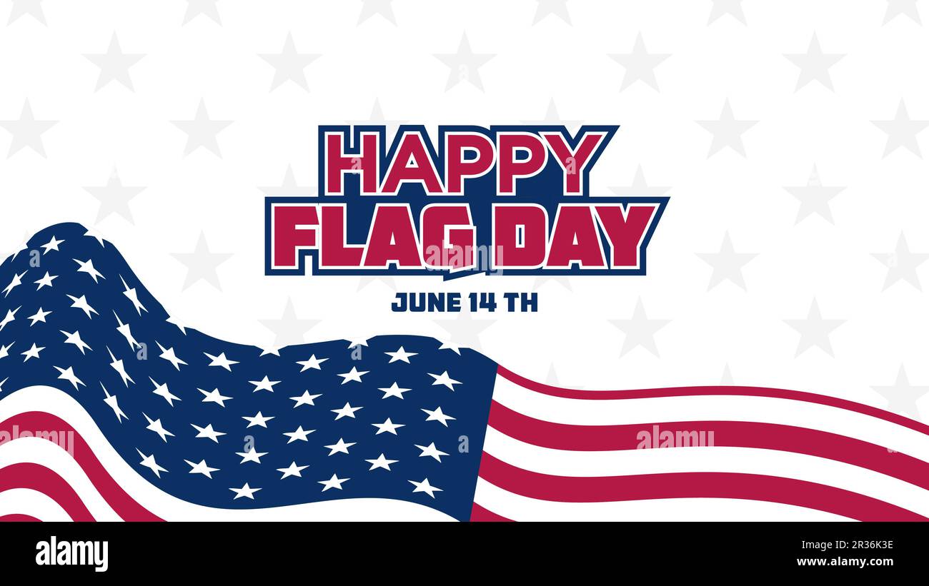 Happy Flag Day in the June 14 American, Vektordarstellung, am besten geeignet für Post-Vorlage in sozialen Medien, Grußkarte, Hintergrund für Querformat usw. Stock Vektor