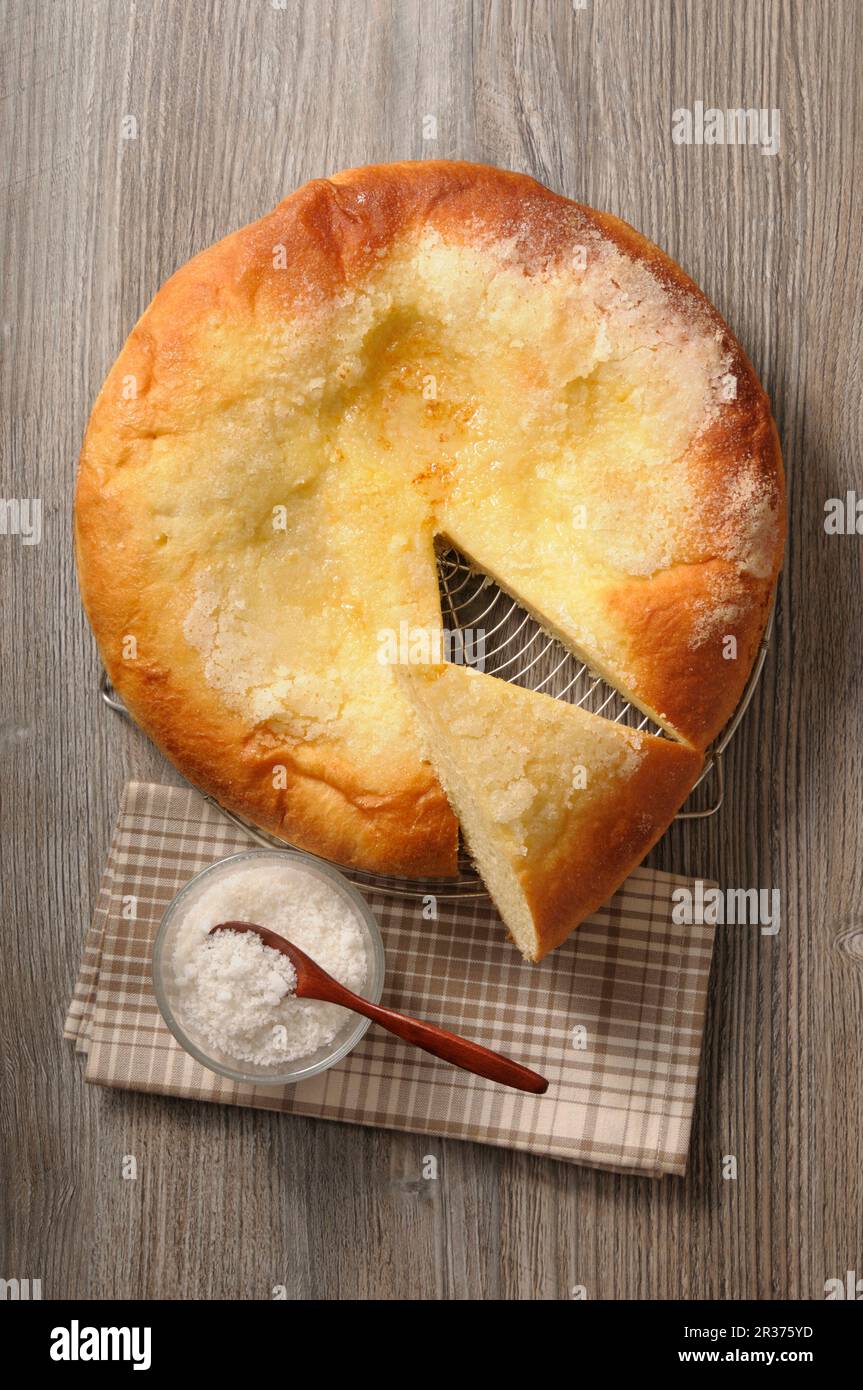 Fougasse und Meersalz Stockfoto