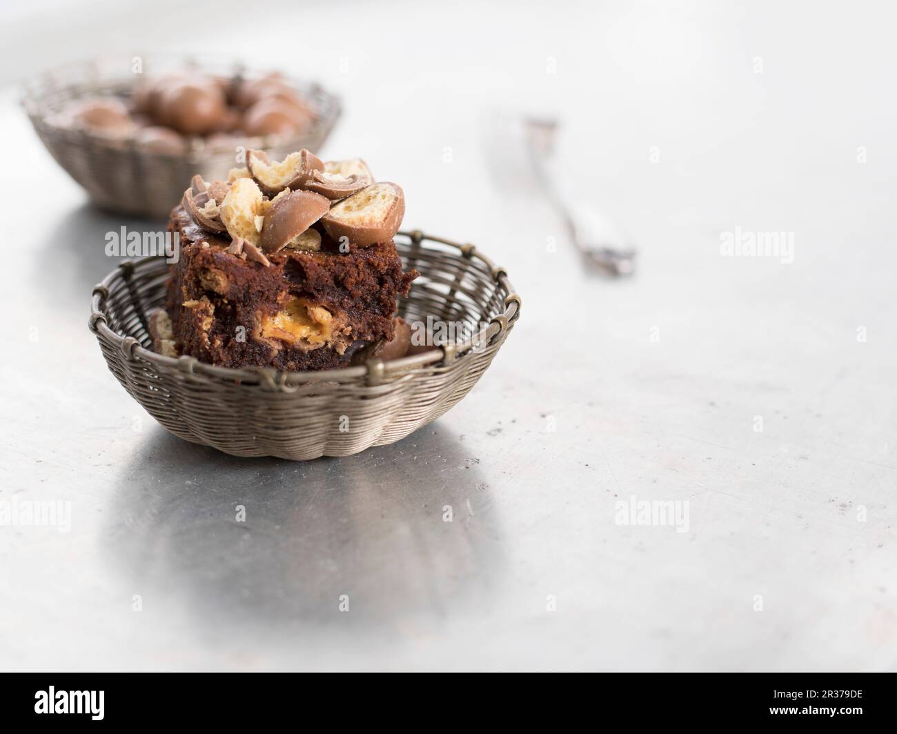 Brownies mit Maltesern Stockfoto