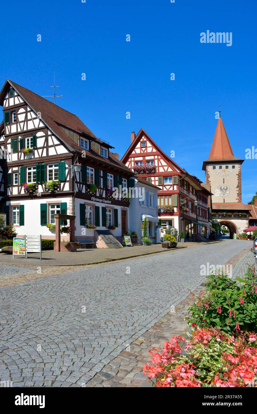 Schwarzwald, Gengenbach, Obertor, Fachwerkhäuser, Altstadt Stockfoto