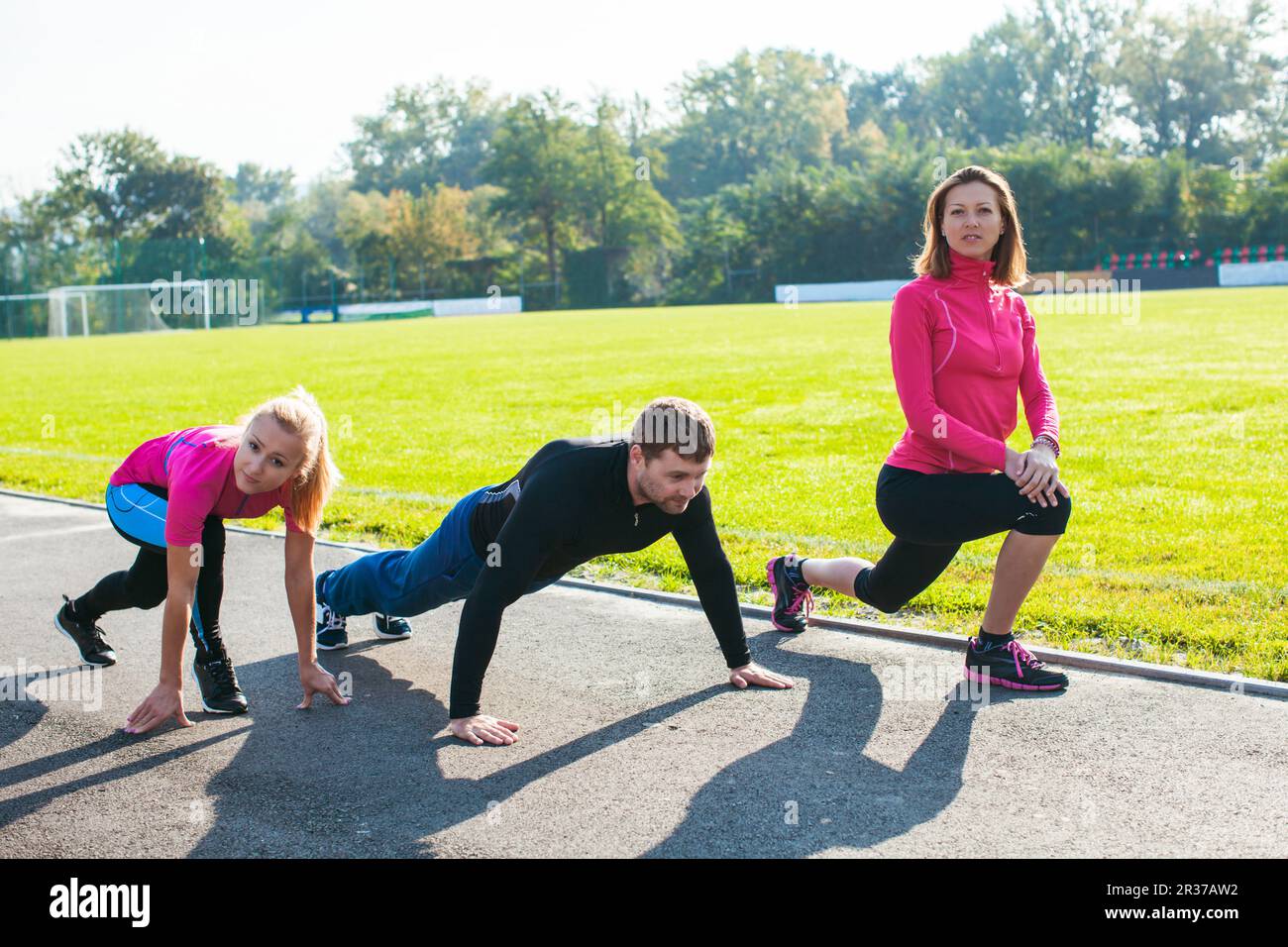 Freunde vor dem Workout Stockfoto