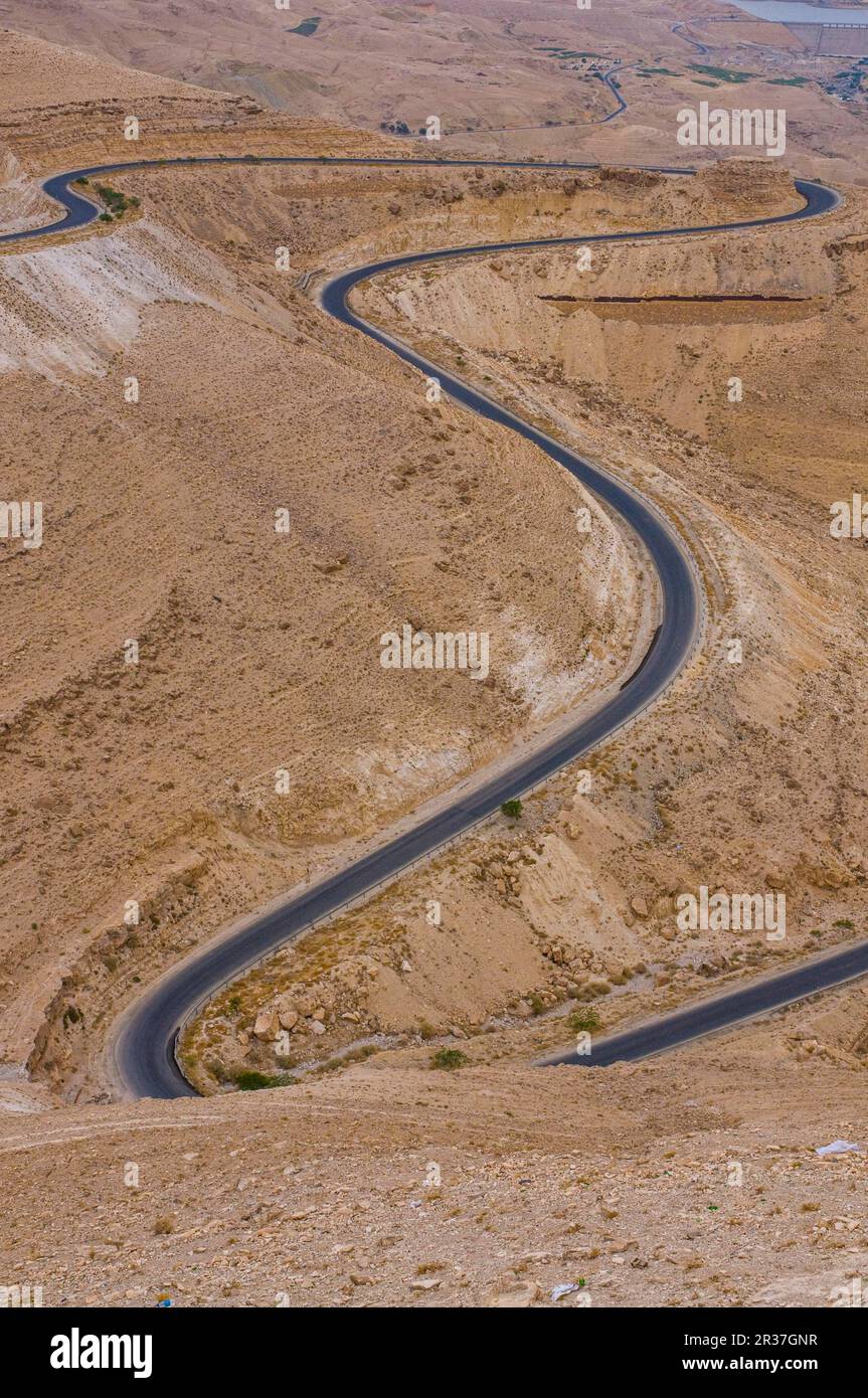 Serpentine Road in King's Canyon, Jordanien Stockfoto