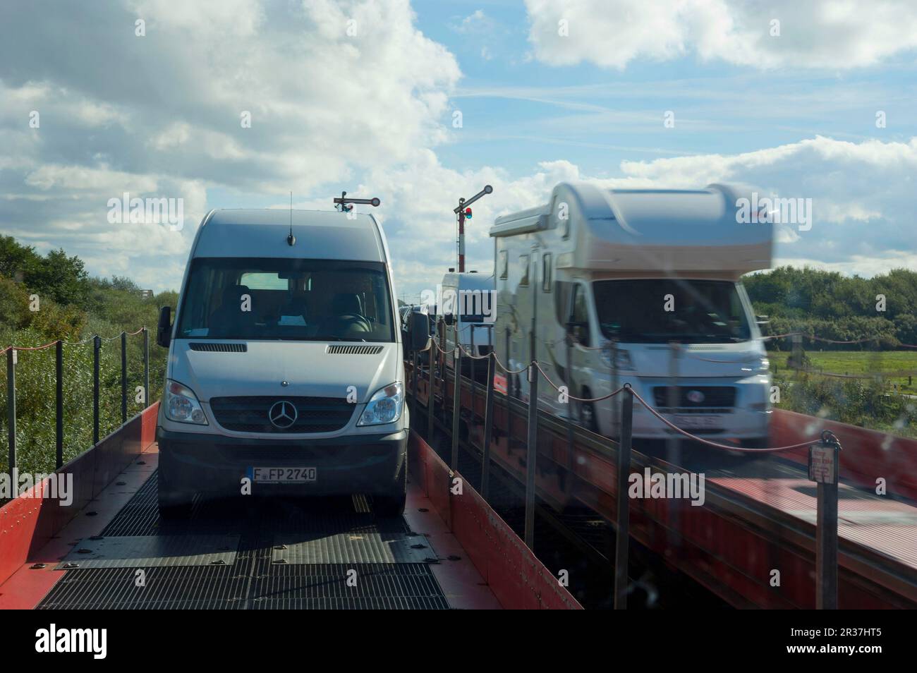 Mit dem Auto zur Insel Sylt, Hindenburgdamm, Nord-Friesland, Schleswig-Holstein, Deutschland Stockfoto