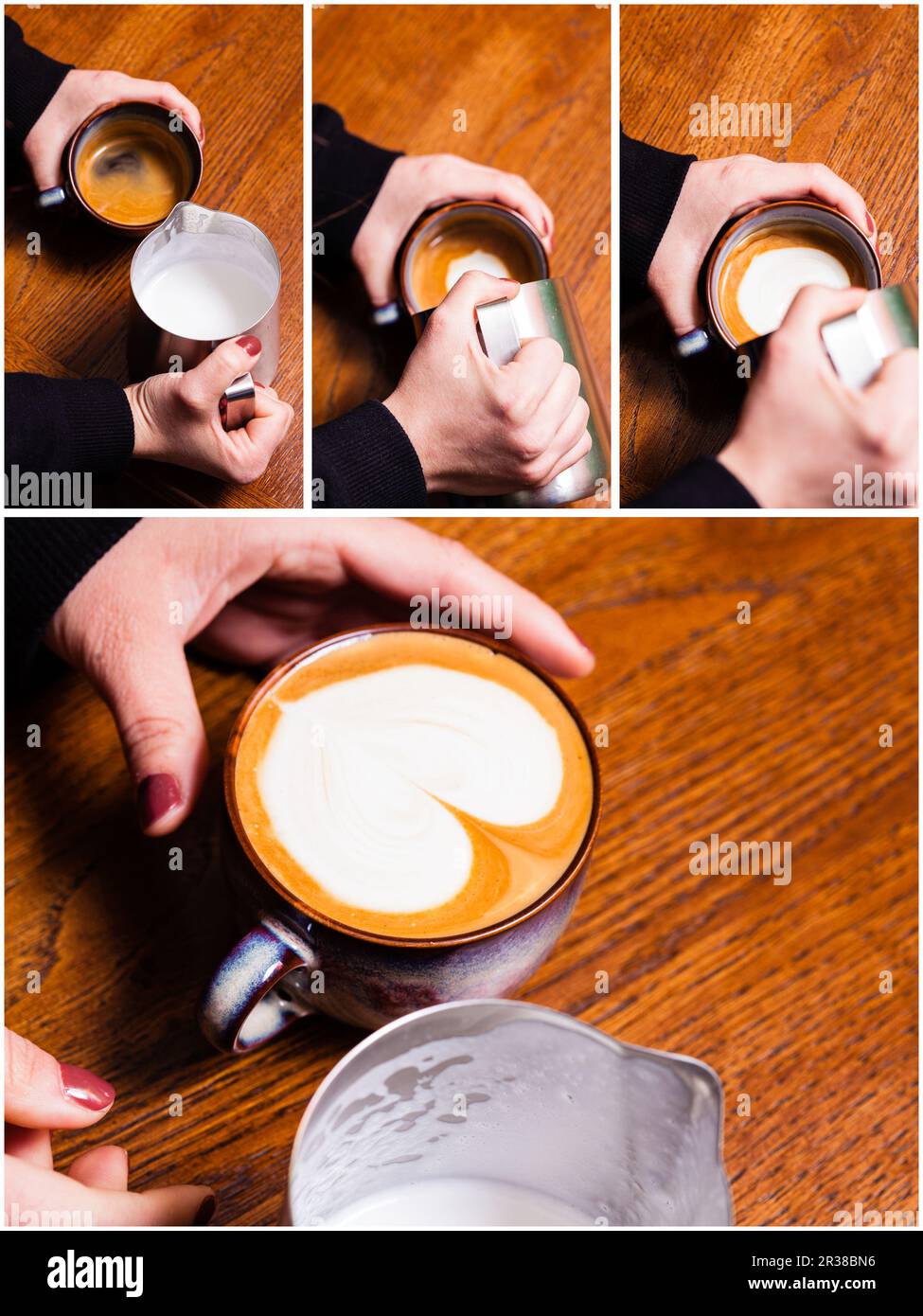 Latte Art Kaffee Stockfoto