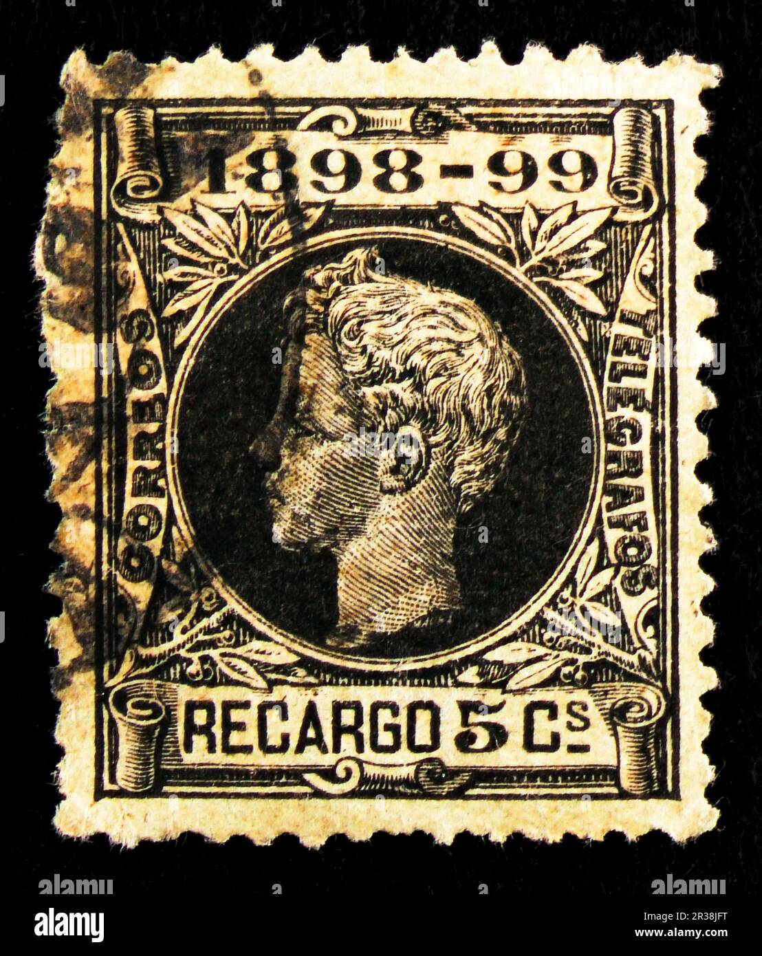 MOSKAU, RUSSLAND - 18. MAI 2023: Poststempel gedruckt in Spanien zeigt König Alfonso XIII, Serie, circa 1898 Stockfoto