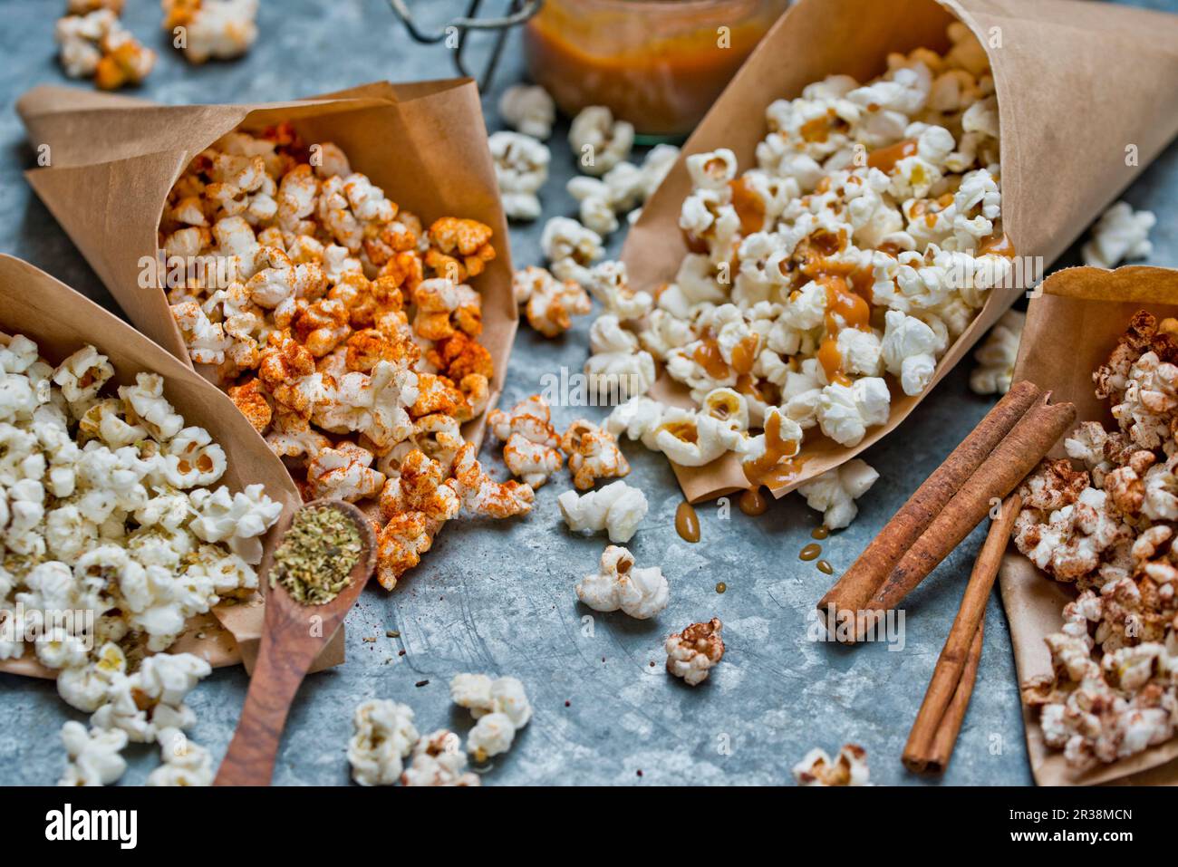 Aromatisiertes Popcorn Stockfoto