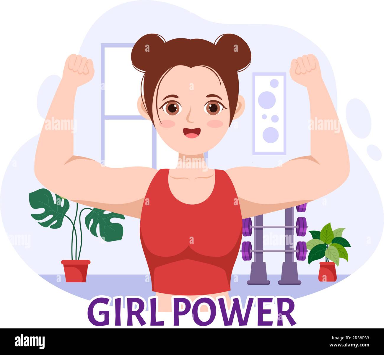 Girl Power Vector Illustration to Show Women can be Stronger and Independent in Women Rights and Diversity Flat Cartoon handgezeichnete Vorlagen Stock Vektor