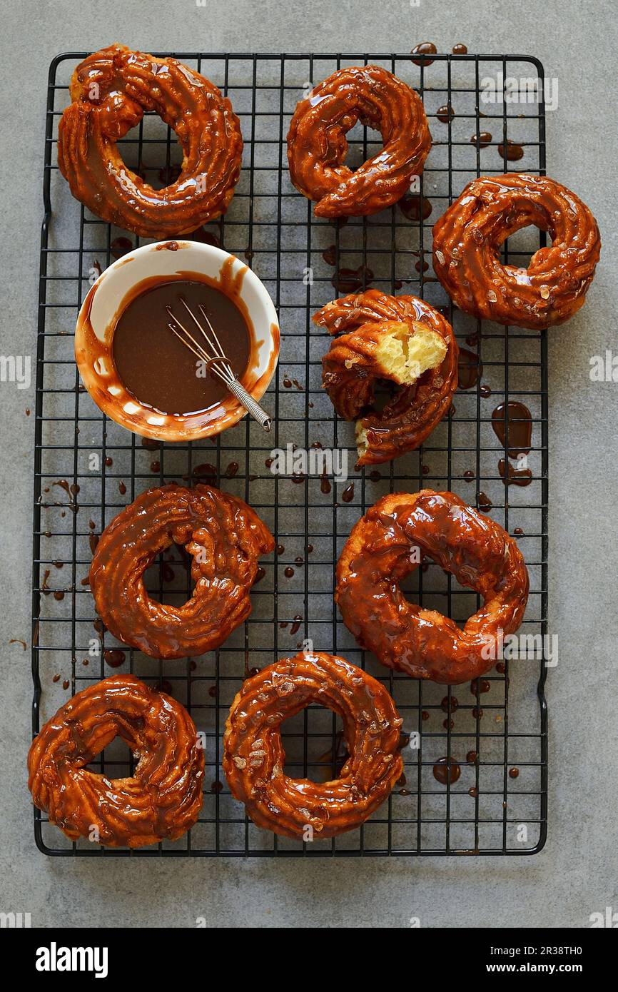 Schokoladen-Churros Stockfoto