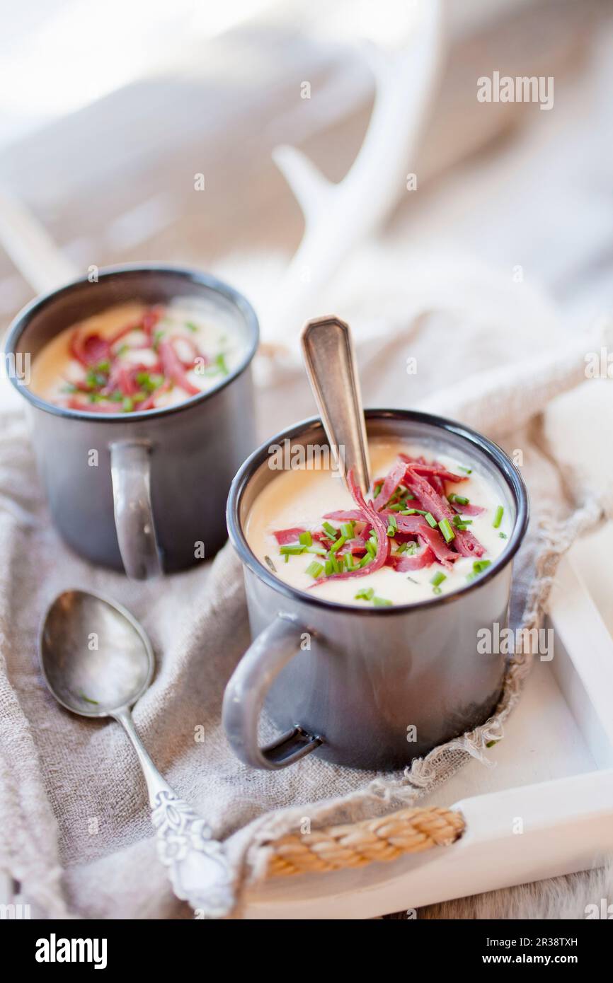 Geräucherte Rentiersuppe Stockfoto