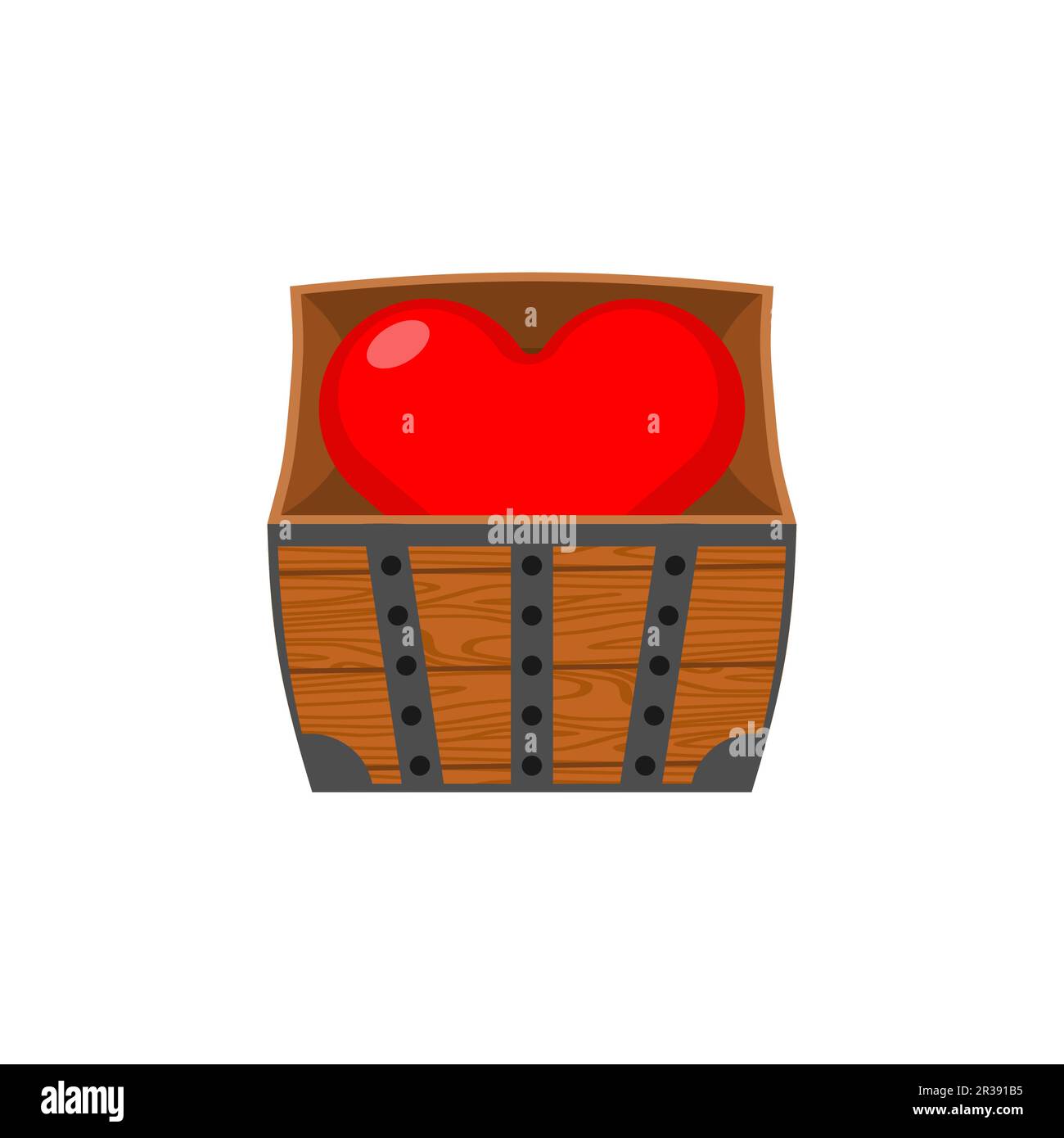 Herz in Holzkiste. Konzept verbergen Liebe. Stock Vektor
