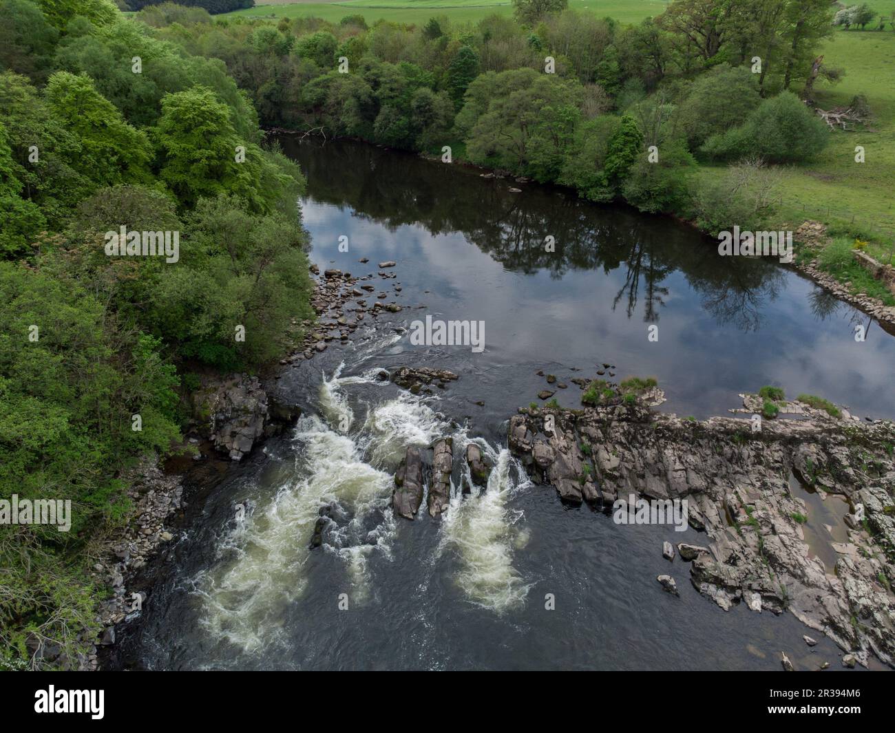 Ein kleiner Wasserfall am Fluss eden in der Nähe von Armathwaite, Cumbria. England Stockfoto