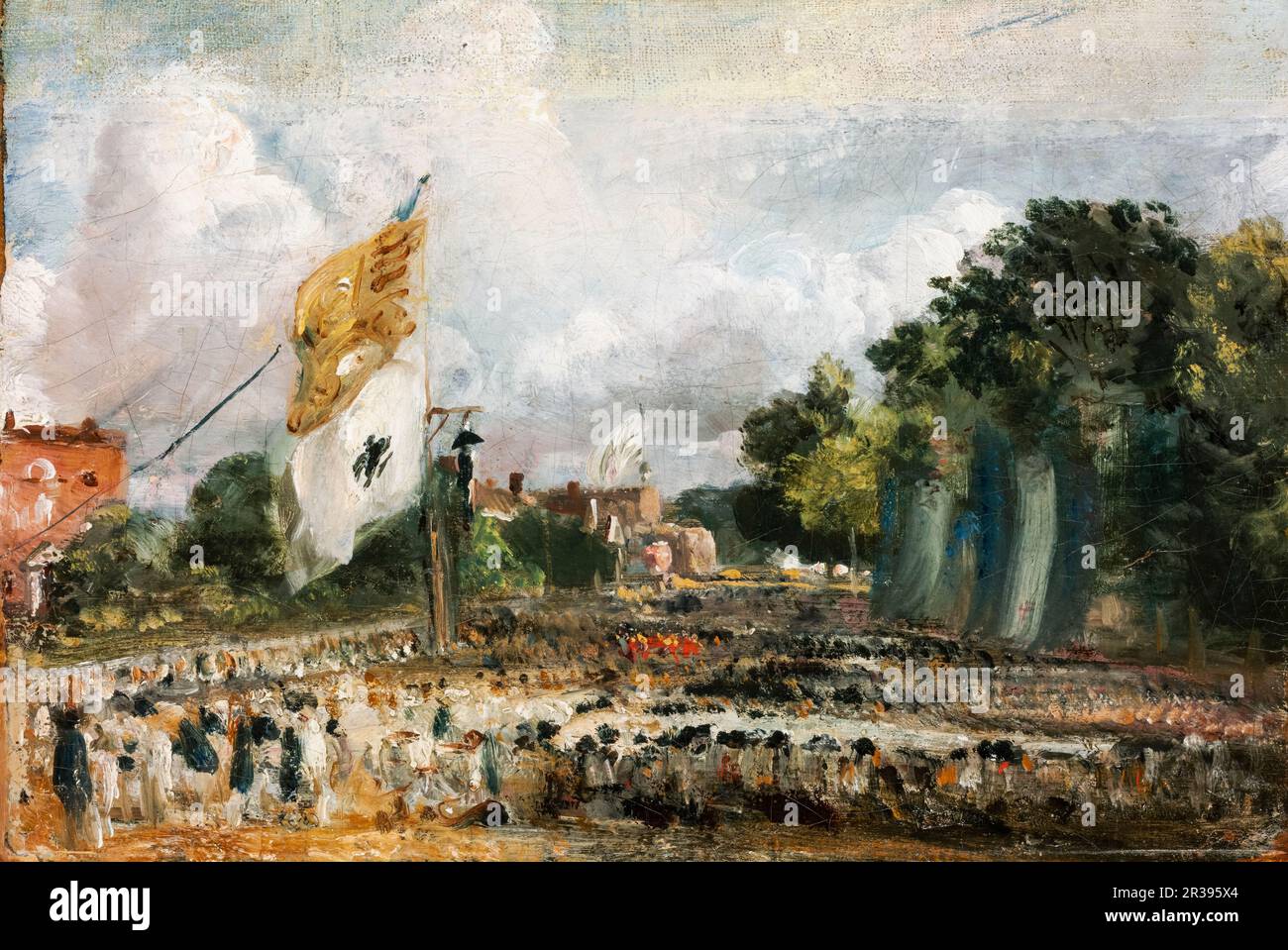 John Constable, die Feier des Friedens in Ost-Bergholt von 1814 in Paris zwischen Frankreich und den alliierten Mächten, 1814 gemalt Stockfoto