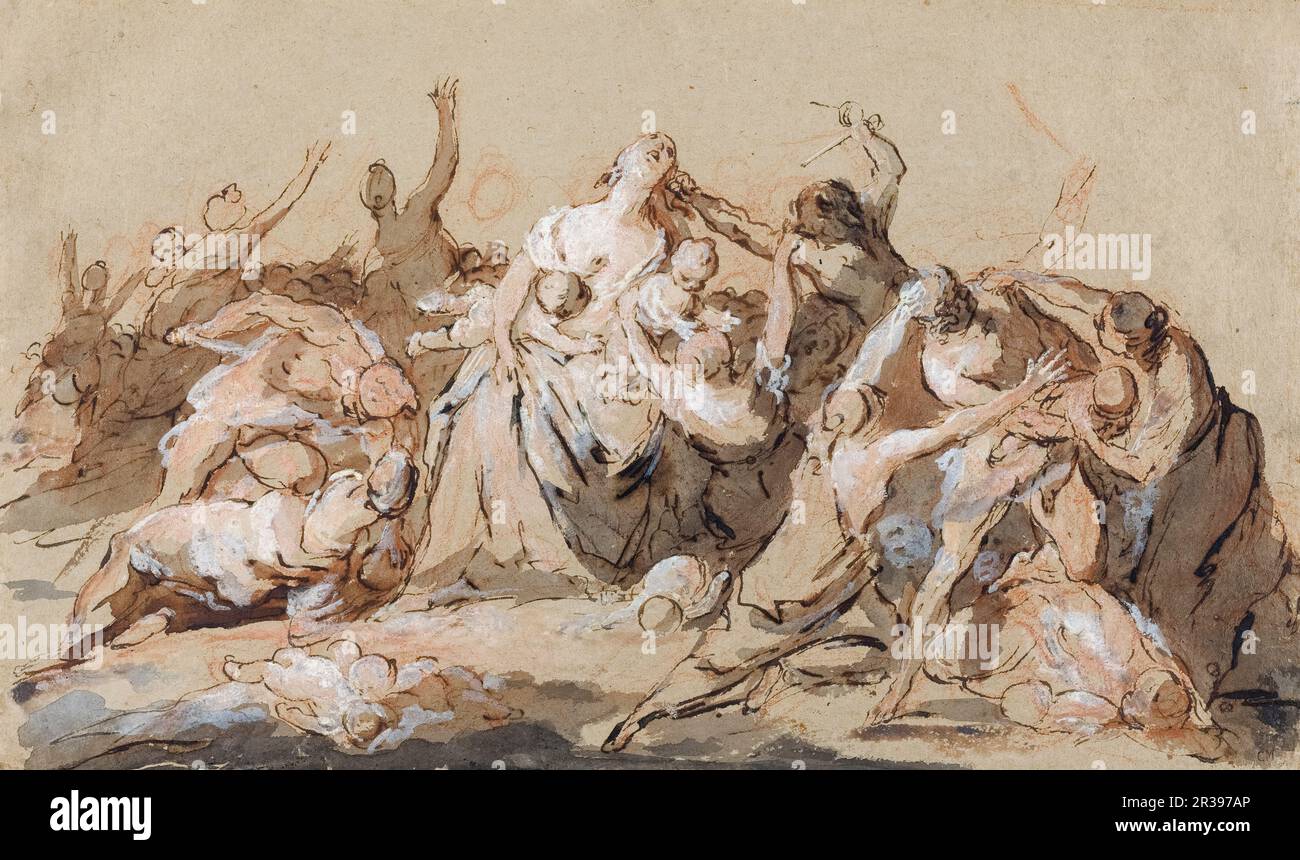Giovanni Antonio Pellegrini, Drawing, das Massaker der Unschuldigen, vor 1741 Stockfoto
