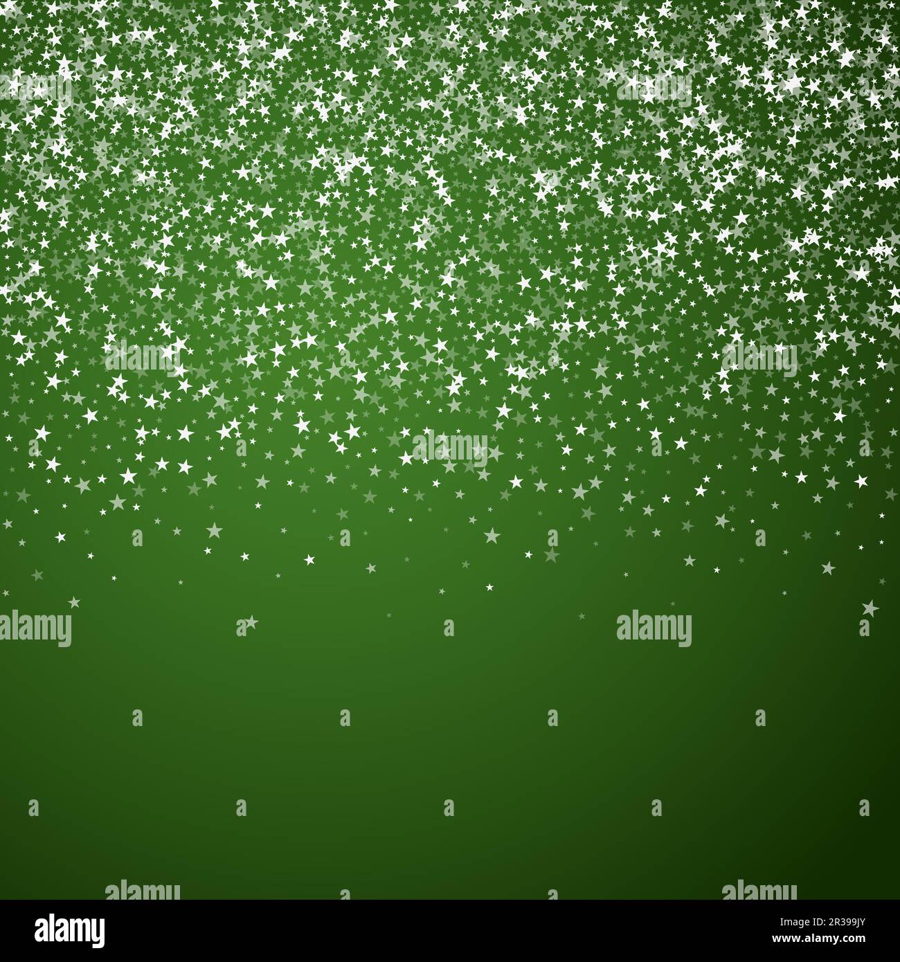 Schneefall Overlay weihnachten Hintergrund. Subtile fliegende Schneeflocken und Sterne auf weihnachtlichem grünem Hintergrund. Festlicher Schneefall-Overlay. Quadratischer Vektor-illuu Stock Vektor