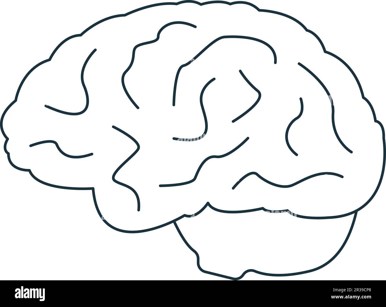 Gehirnsymbol. Monochromes einfaches Zeichen aus der Anatomie-Sammlung. Brain-Symbol für Logo, Vorlagen, Webdesign und Infografiken. Stock Vektor