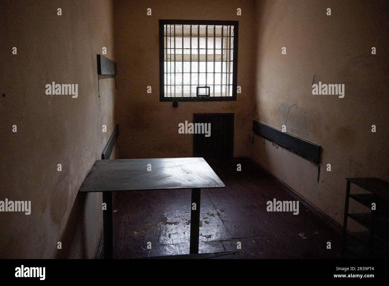 Kherson, Ukraine. 22. Mai 2023. Gefängniszellen, die von Russen benutzt wurden, als sie Kherson in der Oblast Kherson, Ukraine, besetzten. (Foto: Michael Brochstein/Sipa USA) Guthaben: SIPA USA/Alamy Live News Stockfoto